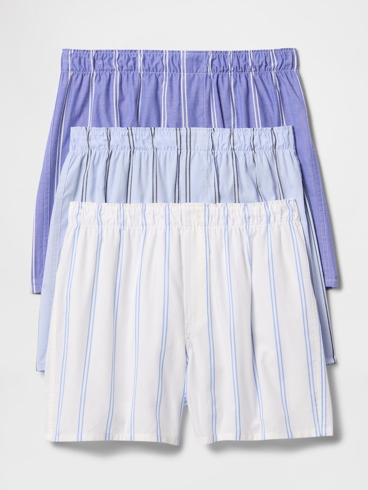 Gap White/Blue Boxers 3-Pack - Image 1 of 1 Gap White/Blue Boxers 3-Pack - Image 1 of 1