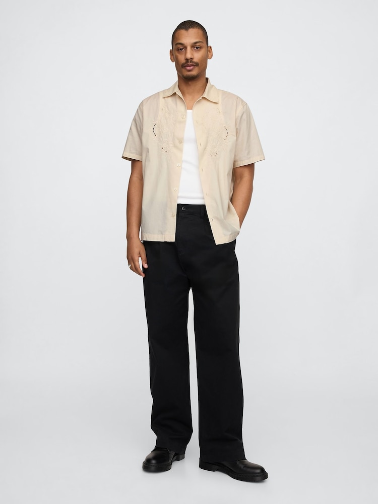 Gap Beige Eyelet Poplin Shirt - Image 3 of 5