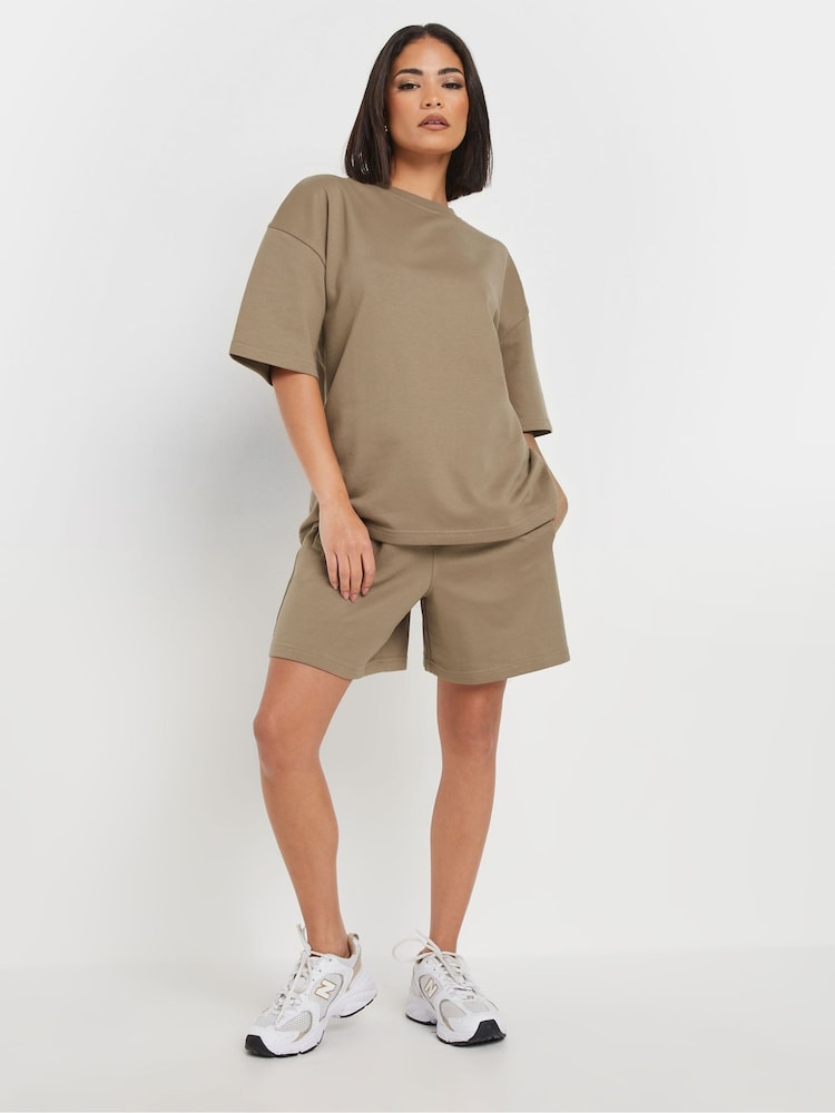 PixieGirl Petite Brown Short Sleeve Sweatshirt & Shorts Set - Image 2 of 5 PixieGirl Petite Brown Short Sleeve Sweatshirt & Shorts Set - Image 2 of 5