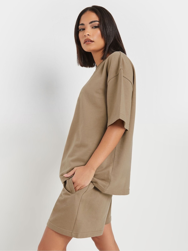 PixieGirl Petite Brown Short Sleeve Sweatshirt & Shorts Set - Image 4 of 5