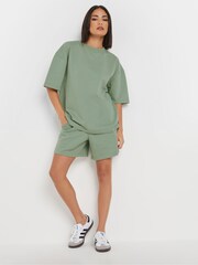 PixieGirl Petite Green Short Sleeve Sweat Top & Shorts Set - Image 2 of 5