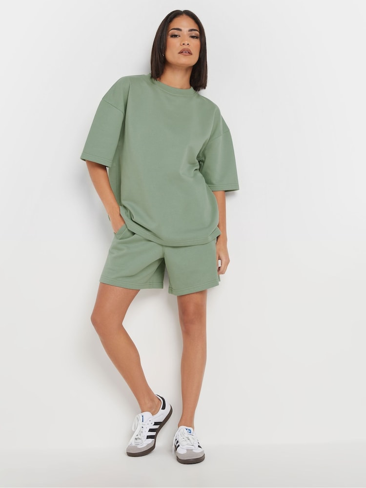 PixieGirl Petite Green Short Sleeve Sweat Top & Shorts Set - Image 2 of 5