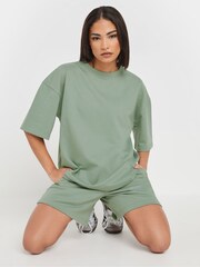 PixieGirl Petite Green Short Sleeve Sweat Top & Shorts Set - Image 4 of 5