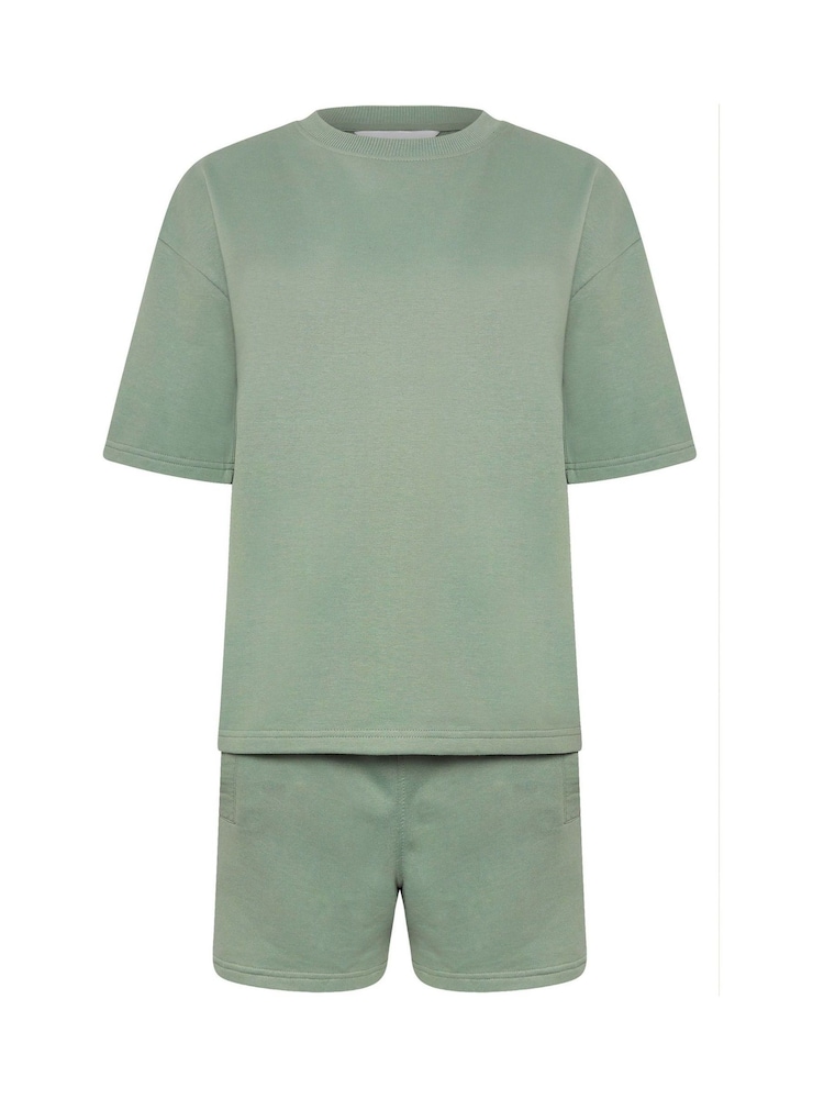 PixieGirl Petite Green Short Sleeve Sweat Top & Shorts Set - Image 5 of 5