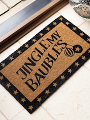Rockett St George Natural Jingle My Baubles Christmas Slogan Cushion - Image 2 of 4