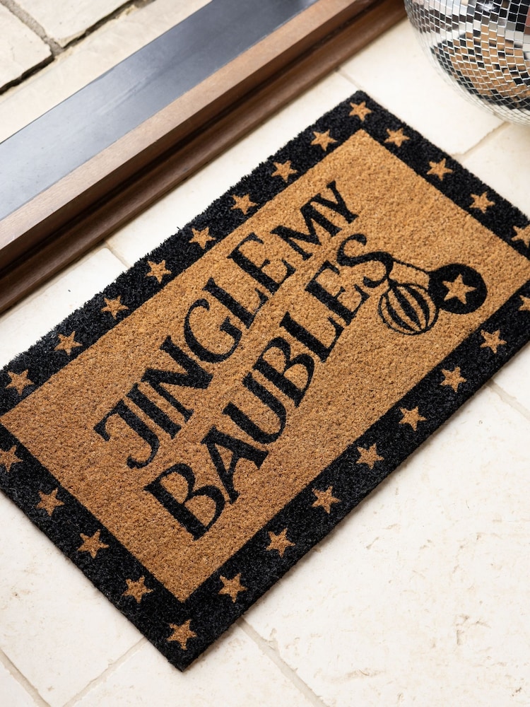 Rockett St George Natural Jingle My Baubles Christmas Slogan Cushion - Image 2 of 4