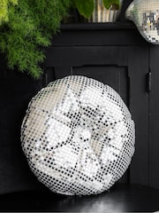 Rockett St George Silver Sequin Discoball Round Cushion - Image 1 of 3