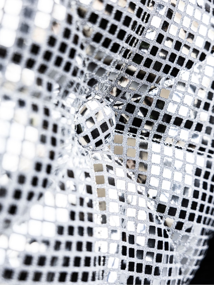 Rockett St George Silver Sequin Discoball Round Cushion - Image 2 of 3