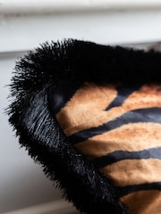 Rockett St George Tiger Velvet Fringe Feather Filled Cushion - Image 3 of 3