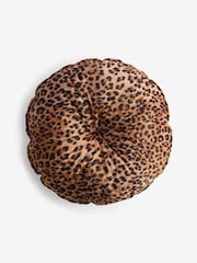 Rockett St George Leopard Love Round Pleated Velvet Cushion - Image 5 of 6