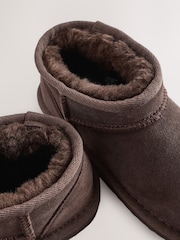 Chocolate Brown Standard Fit (F) Flatform Mini Warm Lined Water Repellent Suede Pull-On Boots - Image 5 of 6