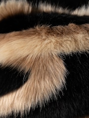 Rockett St George Black Jacquard Swirl Faux Fur Cushion - Image 2 of 3