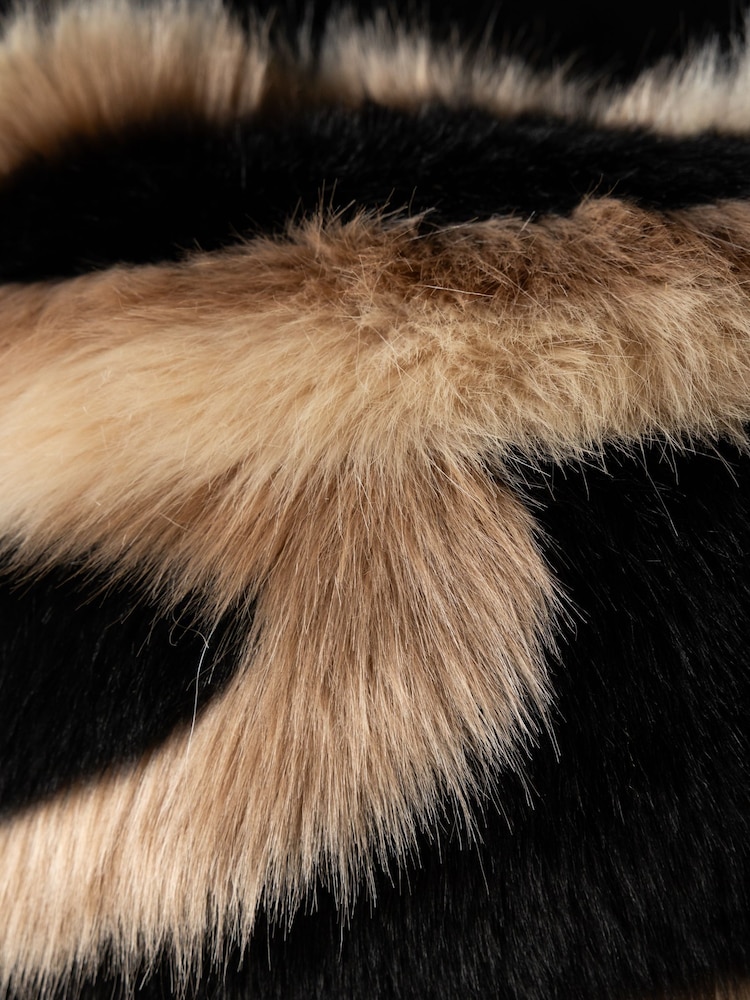 Rockett St George Black Jacquard Swirl Faux Fur Cushion - Image 2 of 3