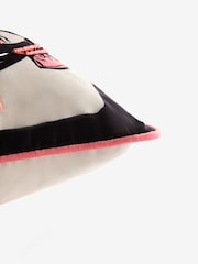 Rockett St George Black Queen Of Clubs Beaded Velvet Cushion - Image 6 of 6