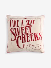 Rockett St George Natural Take A Seat Embroidered Slogan Cushion - Image 5 of 6