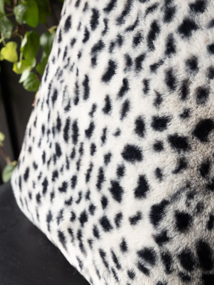 Rockett St George Snow Leopard Faux Fur Cushion - Image 2 of 3
