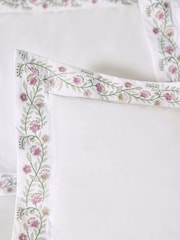 Nina Campbell White Lilah Embroidered 200 Thread Count Cotton Cushion - Image 2 of 4