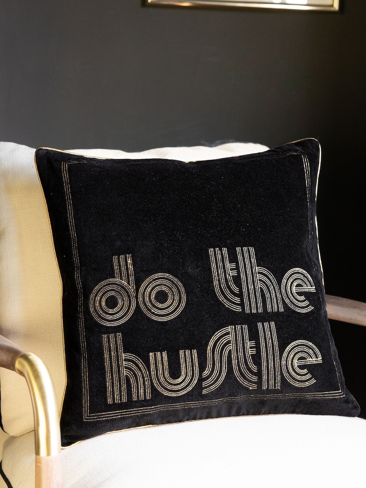 Rockett St George Slogan Velvet Embroidered Cushion - Bild 1 von 4