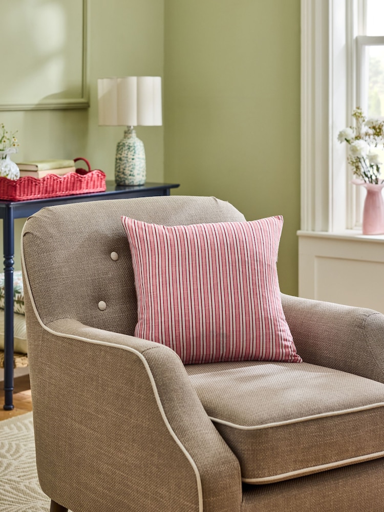 Nina Campbell Pink Fergana Floral Print Embroidered Feather Filled Cushion - Image 2 of 3