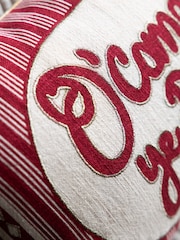Rockett St George Red Playful Christmas Embroidered Slogan Cushion - Image 3 of 6