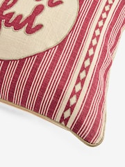Rockett St George Red Playful Christmas Embroidered Slogan Cushion - Image 4 of 6