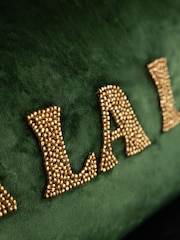 Rockett St George Green Fa La La La Christmas Beaded Slogan Cushion - Image 3 of 6