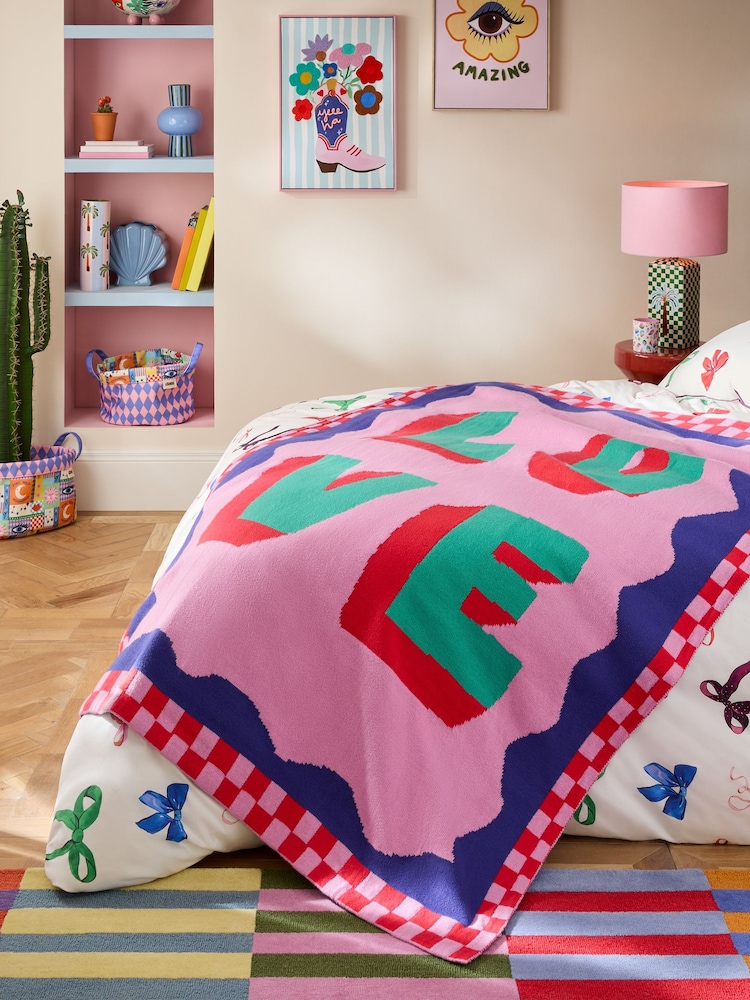 Eleanor Bowmer Multi Love Slogan Knitted Throw - Image 1 of 4