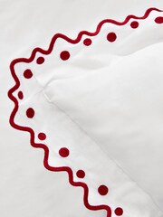 Nina Campbell Red Jester Scallop Spot 200 Thread Count Cotton Cushion - Image 2 of 2