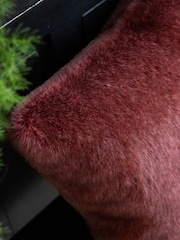 Rockett St George Burgundy Luxe Faux Fur Cushion - Image 2 of 3