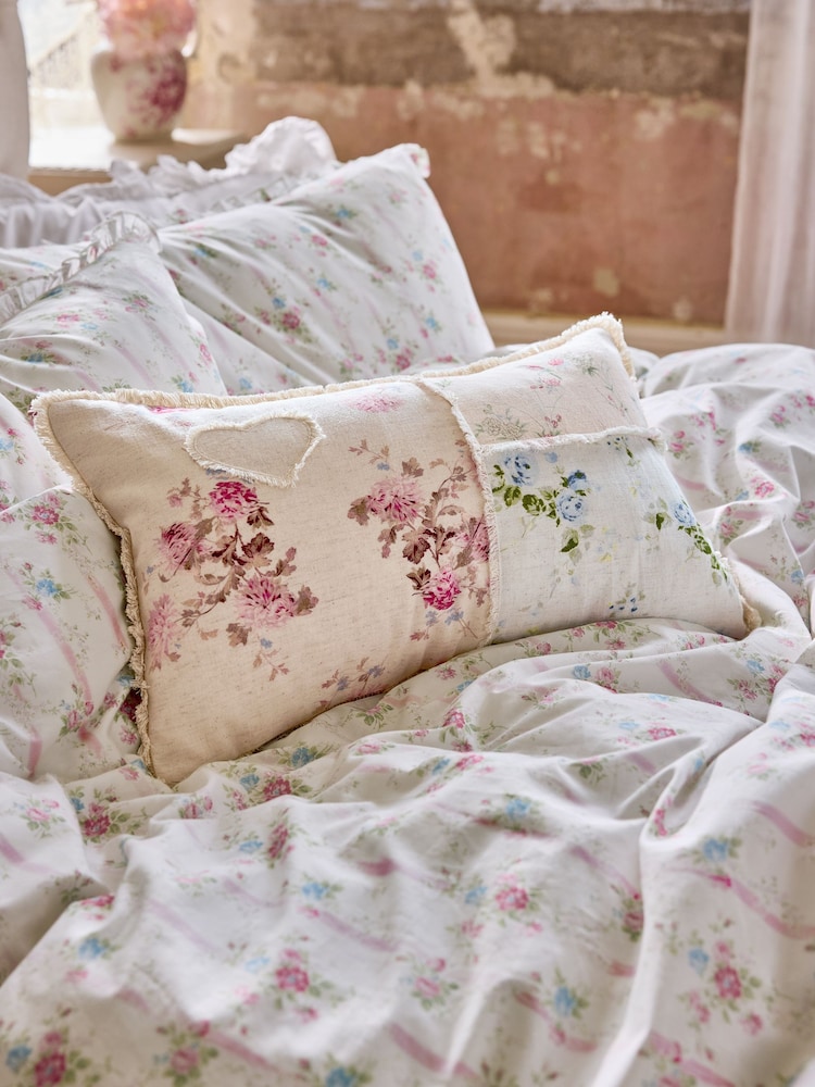 Shabby Chic by Rachel Ashwell® Floral Print Patchwork Cotton Linen Cushion - Image 1 of 3