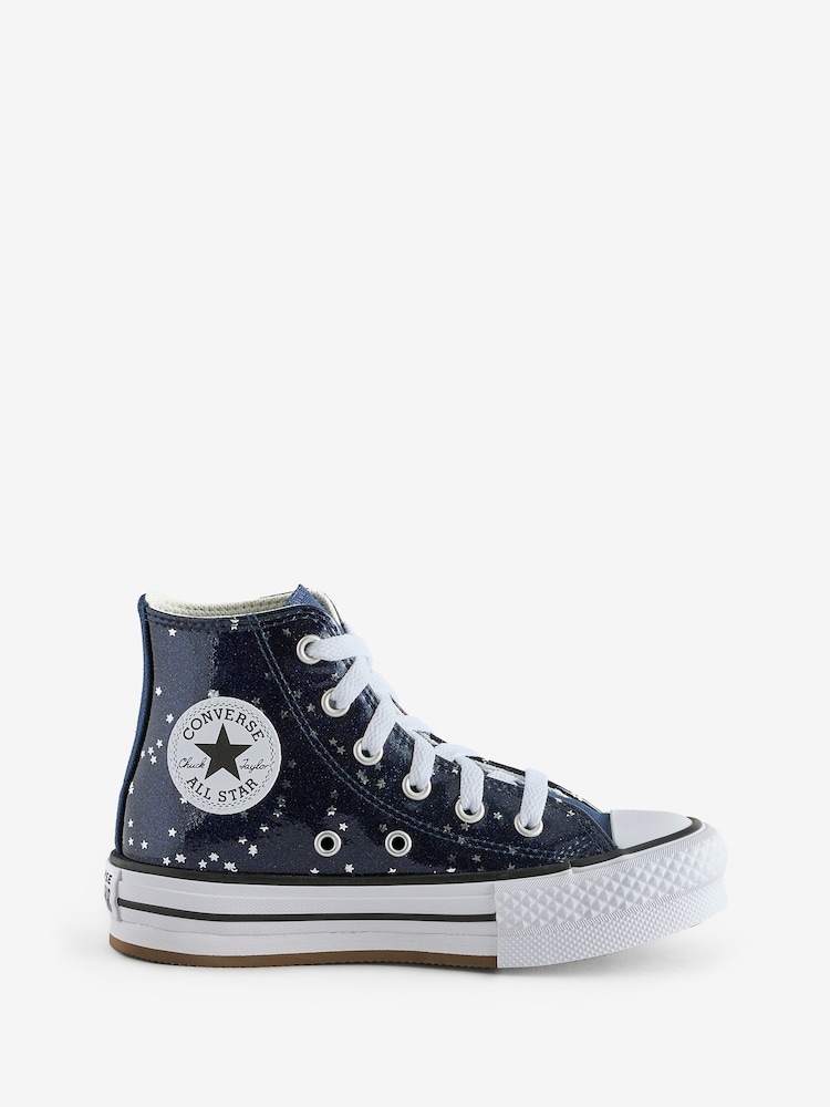 Converse Blue Chuck Taylor Youth EVA Lift Glitter Trainers - Image 1 of 9