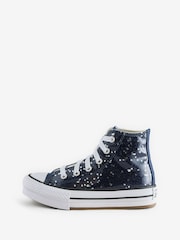 Converse Blue Chuck Taylor Youth EVA Lift Glitter Trainers - Image 2 of 9
