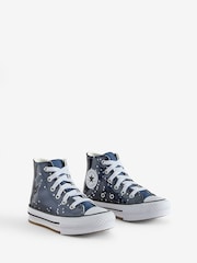 Converse Blue Chuck Taylor Youth EVA Lift Glitter Trainers - Image 3 of 9