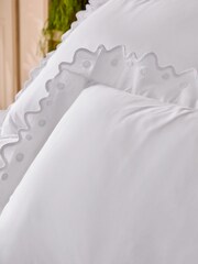 Nina Campbell White Jester Scallop Spot 200 Thread Count Cotton Cushion - Image 2 of 2