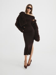 River Island Brown Cowl Neck Top and Skirt Set - Image 1 of 6