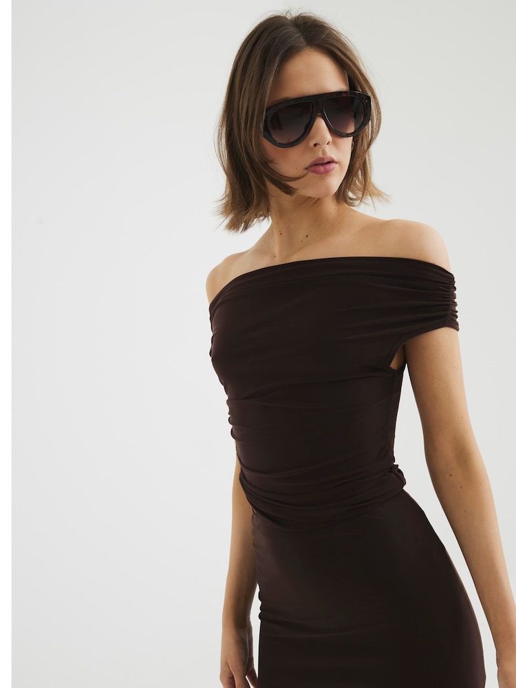 River Island Brown Cowl Neck Top and Skirt Set - Image 4 of 6