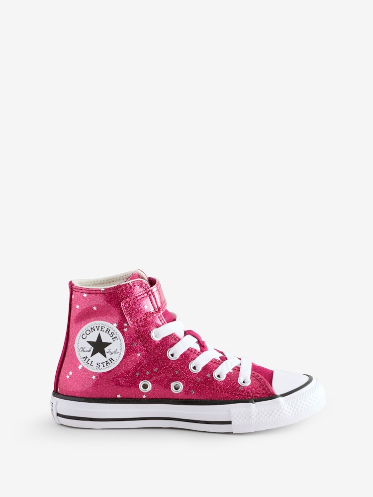 Converse Red Chuck Taylor Kid Glitter Easy On Trainers - Image 1 of 9 Converse Red Chuck Taylor Kid Glitter Easy On Trainers - Image 1 of 9