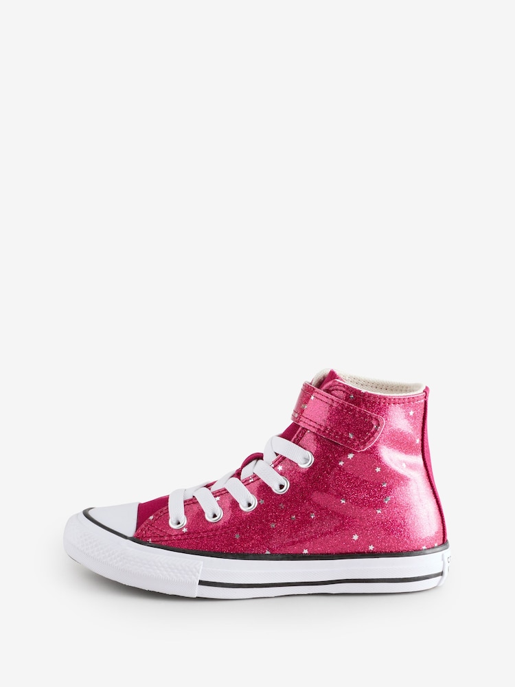 Converse Red Chuck Taylor Kid Glitter Easy On Trainers - Image 2 of 9 Converse Red Chuck Taylor Kid Glitter Easy On Trainers - Image 2 of 9
