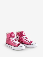 Converse Red Chuck Taylor Kid Glitter Easy On Trainers - Image 3 of 9
