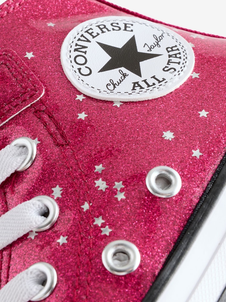 Converse Red Chuck Taylor Kid Glitter Easy On Trainers - Image 9 of 9 Converse Red Chuck Taylor Kid Glitter Easy On Trainers - Image 9 of 9