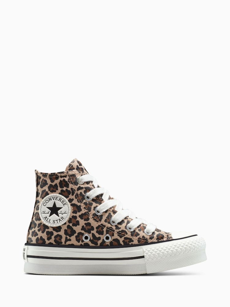 Converse Animal Chuck Taylor Kid High Leopard Trainers - Image 1 of 9
