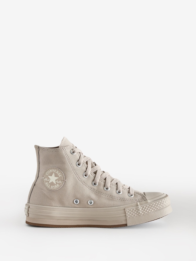 Converse Cream Chuck Taylor All Star Eva Lift Monochrome Trainers - Image 1 of 9