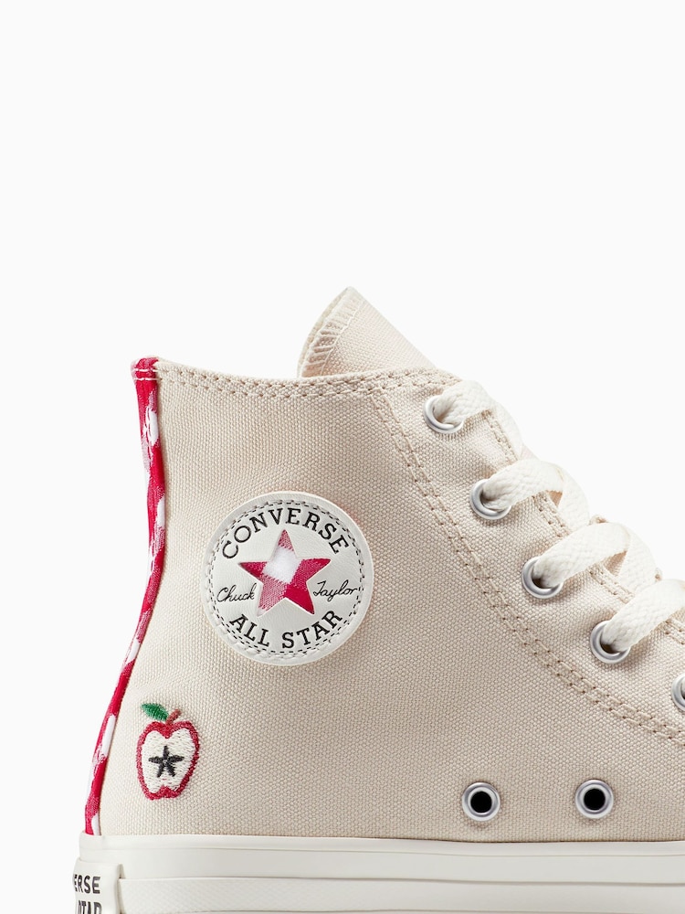 Converse Red Chuck Taylor Teen Apples High Trainers - Image 9 of 9