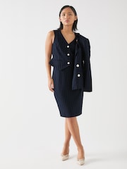 LK Bennett Blue Petite Bella Wool Blend Pin Stripe Pencil Skirt - Image 2 of 3