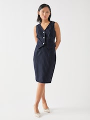 LK Bennett Blue Petite Bella Wool Blend Pin Stripe Pencil Skirt - Image 3 of 3