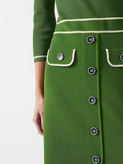 LK Bennett Green Ciara Treetop Viscose Blend Crew Button Through Knit Dress - Image 4 of 6