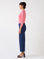 LK Bennett Pink Vanessa Desert Rose Crew Neck Pointelle Detail 100% Cotton Cardigan - Image 2 of 4