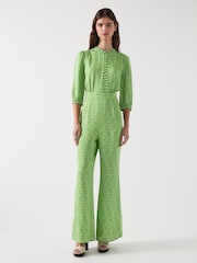 LK Bennett Green Petite Naomi Jelly Bean & Italian Straw Viscose Swirl Print Crepe Jumpsuit - Image 1 of 5