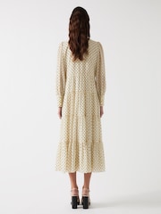 LK Bennett Cream Polly Birch Tie Neck Long Sleeve Georgette Dress - Image 2 of 4