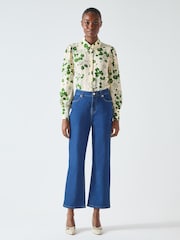 LK Bennett Green Sonya Birch And Treetop Silk Wildflower Print Blouse - Image 1 of 6